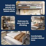 Grey Triple Bunk Bed With Trundle Stairs