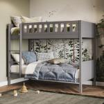 Sturdy Wooden Single Bunk Bed for Kids - Grey