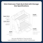 Stylish Grey Double Bunk Bed With Storage