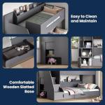 Stylish Grey Double Bunk Bed With Storage