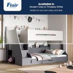 Stylish Grey Double Bunk Bed With Storage