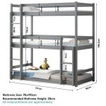 Triple Pine Wood Bunk Bed for Kids