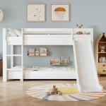 Kids Wooden Bunk Bed With Slide And Stairs