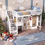 KUIKUI High Sleeper Loft Bed with Desk and Storage