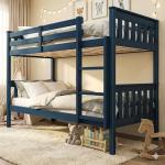 Blue Solid Wood Double Bunk Bed for Kids