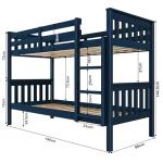 Blue Solid Wood Double Bunk Bed for Kids