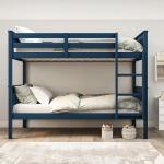 Blue Solid Wood Double Bunk Bed for Kids