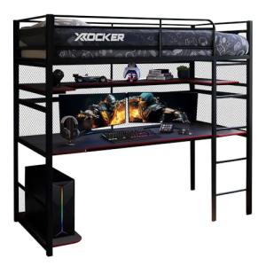 X Rocker Battle Bunk Bed With Gaming Desk Black