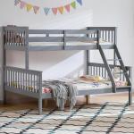 Grey Solid Pine Triple Bunk Bed For Kids