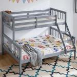 Grey Solid Pine Triple Bunk Bed For Kids