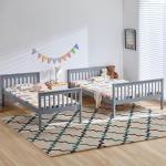 Grey Solid Pine Triple Bunk Bed For Kids