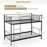Metal Twin Bunk Bed with Ladder and Guardrails