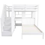 Wood House Bunk Bed With Desk And Storage 1036
