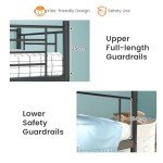Metal Twin Bunk Bed with Ladder and Guardrails