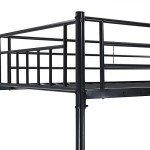 Panana Black Metal Bunk Bed Frame with Guardrail