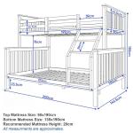 Blisswood Triple Bunk Bed with Mattresses (Grey)