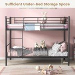 Metal Twin Bunk Bed with Ladder and Guardrails