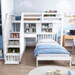Feztoy Kids Bunk Bed With Desk And Storage