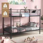 Metal Twin Bunk Bed with Ladder and Guardrails