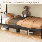 Space-Saving Metal Bunk Bed Frame for Kids & Adults