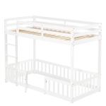 White Solid Wood Bunk Bed with Safety Rails