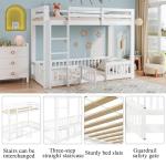 White Solid Wood Bunk Bed with Safety Rails