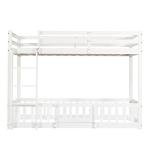 White Solid Wood Bunk Bed with Safety Rails