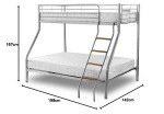 Triple Bunk Bed Frame in Silver, Black, White