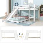 Kids Bunk Bed With Slide And Adjustable Ladder