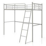 Metal Bunk Bed Frame with Ladder and Guardrail