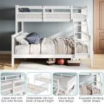 White Wooden Triple Sleeper Bunk Bed Frame