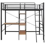 Grey Metal Twin Bunk Bed with Table Frame