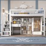 KUIKUI High Sleeper Loft Bed with Desk and Storage