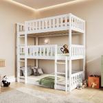 Triple Sturdy Bunk Beds for Kids - White