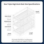 Triple Sturdy Bunk Beds for Kids - White