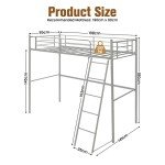 Metal Bunk Bed Frame with Ladder and Guardrail