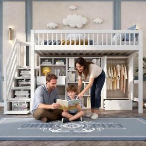 High Sleeper Bed with Desk and Storage Stairs