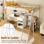 Metal Bunk Bed Frame with Ladder and Guardrail