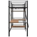 Grey Metal Twin Bunk Bed with Table Frame