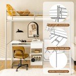 Metal Bunk Bed Frame with Ladder and Guardrail