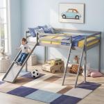 White Solid Pine Bunk Bed With Slide 3Ft