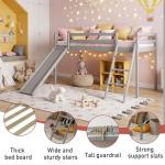 White Solid Pine Bunk Bed With Slide 3Ft