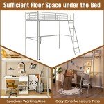 Metal Bunk Bed Frame with Ladder and Guardrail