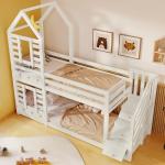 Merax Twin Bunk Bed with Storage, Stars & Moons