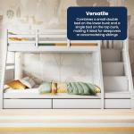 Triple Bunk Bed with Storage for Kids - White