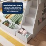 Triple Bunk Bed with Storage for Kids - White