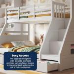 Triple Bunk Bed with Storage for Kids - White