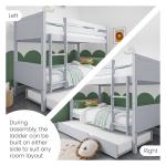 Light Grey Wooden Single Bunk Bed with Trundle