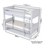 Light Grey Wooden Single Bunk Bed with Trundle