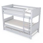 Light Grey Wooden Single Bunk Bed with Trundle